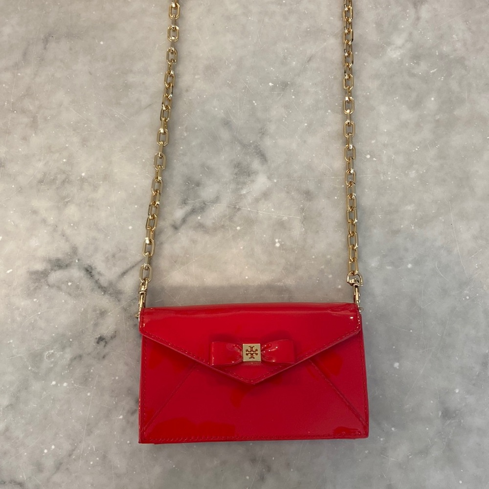 Tory Burch crossbody clutch red patent